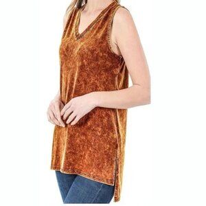 Golden Mustard Mineral Wash Tank Top, Sz. M